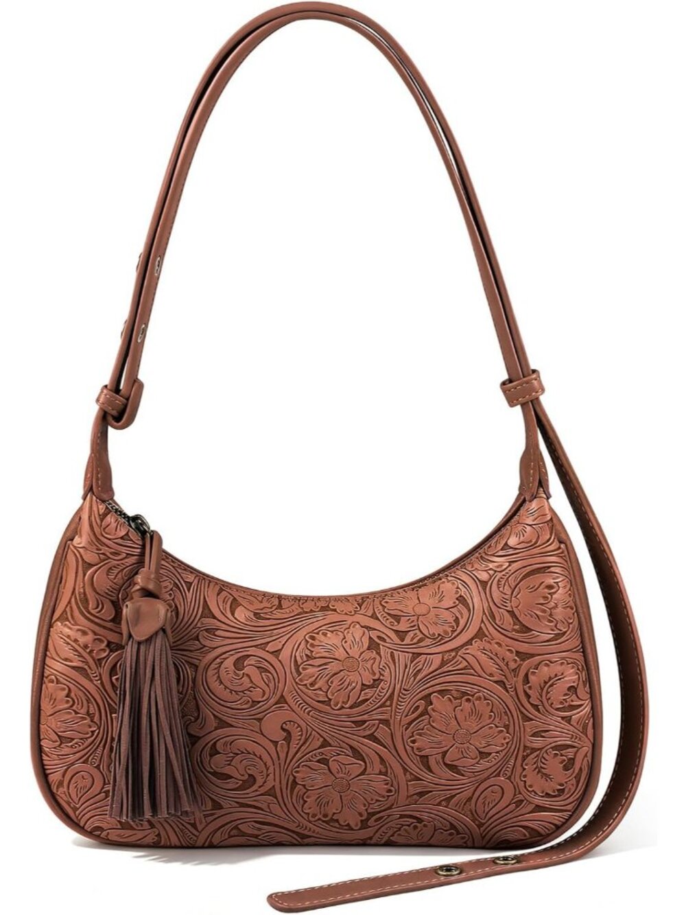 Shoulder Bag for Women Retro Hobo Handbags, Vintage Floral Embossed Vegan Leathe